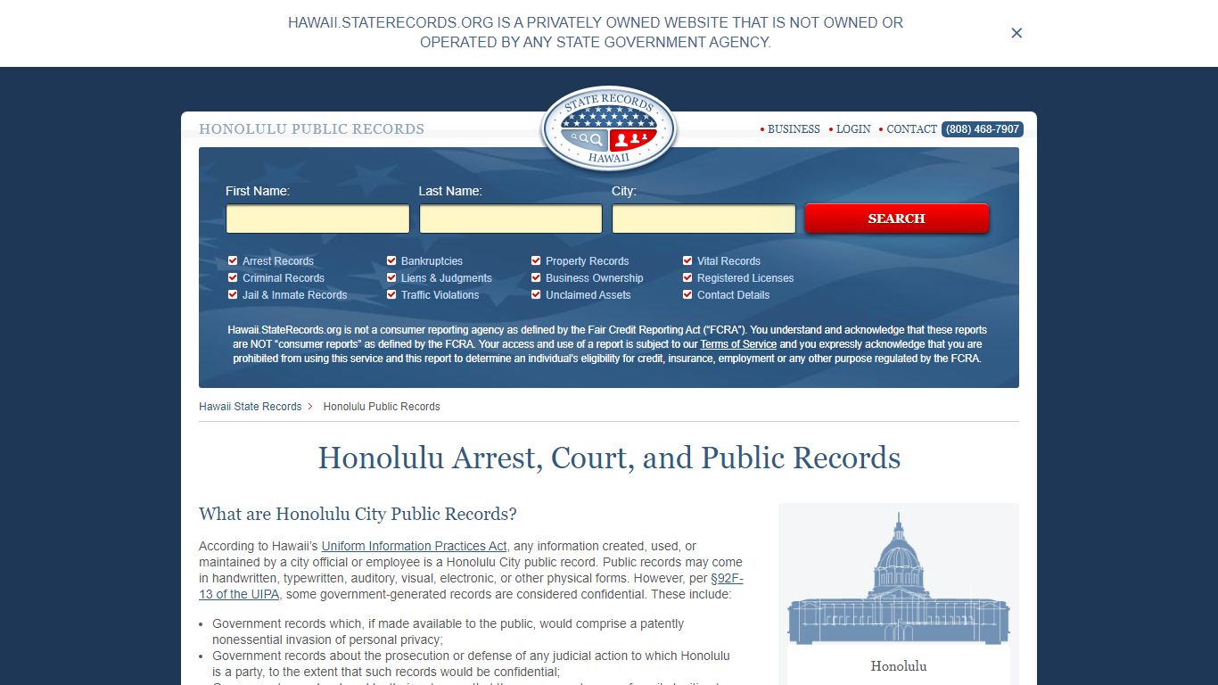 Honolulu Arrest and Public Records | Hawaii.StateRecords.org